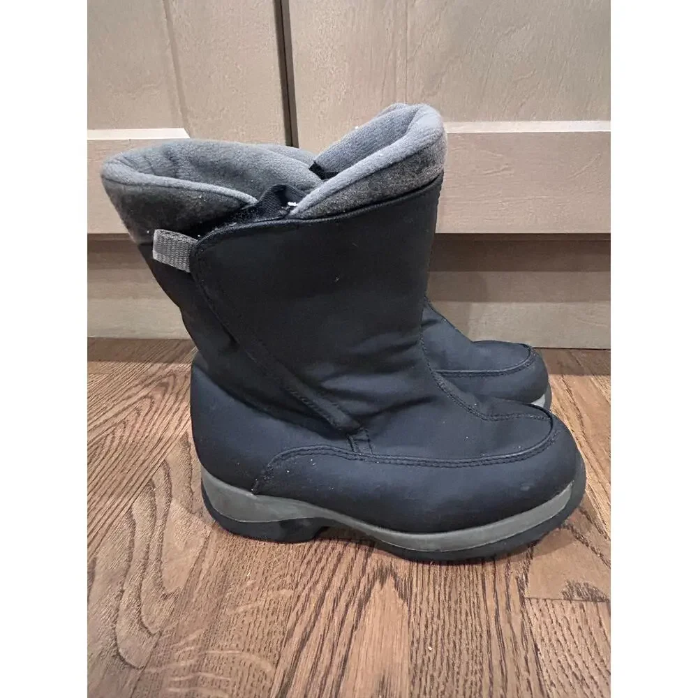 Lands' End Kids Sz 2 Flurry Snow Boots Black Insulated Winter Waterproof Cozy